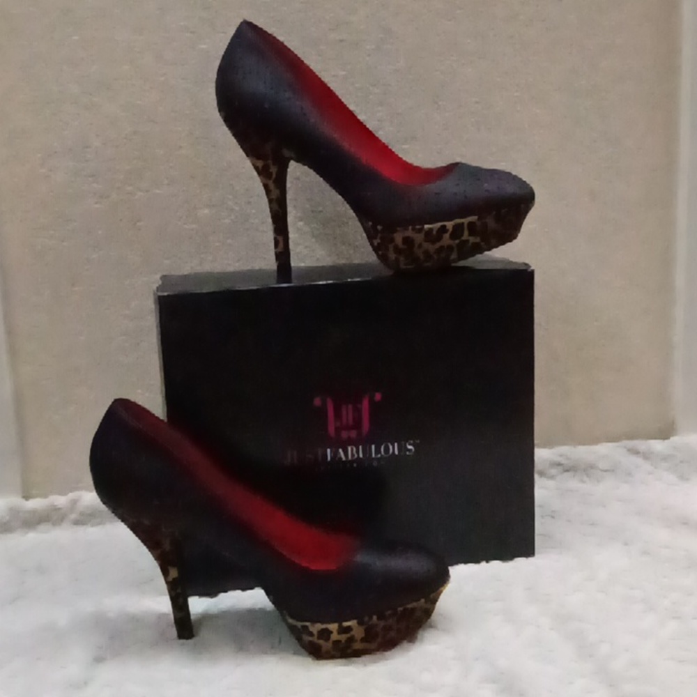 Black/leopard heels